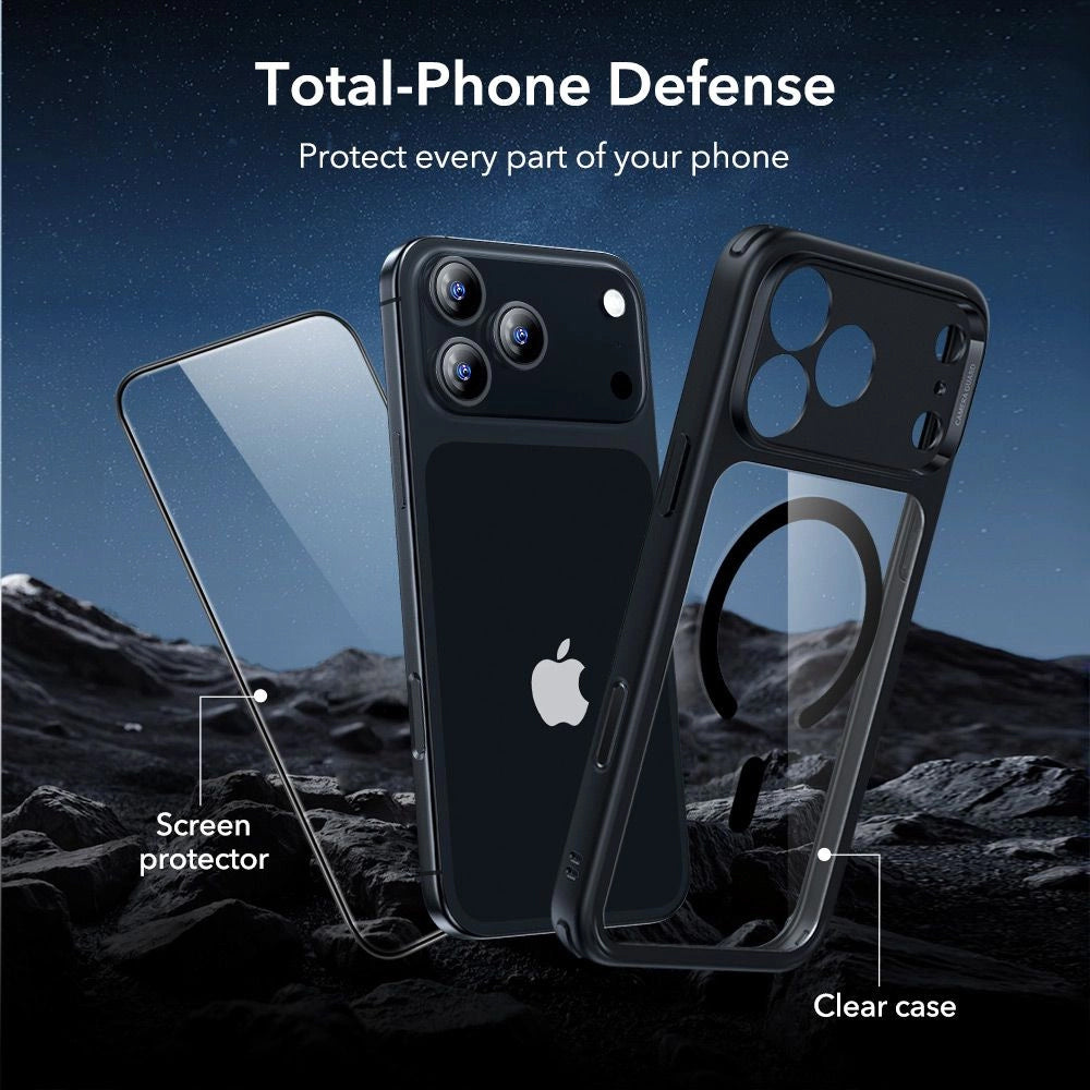 Capa MagSafe para Apple iPhone 17 Pro Max, ESR, Classic Hybrid com Protetor de Tela, Preta Transparente