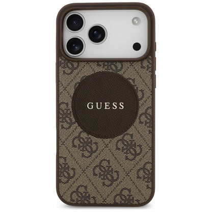 Capa MagSafe para Apple iPhone 17 Pro Max, Guess, 4G Circle Classic Logo, Castanho