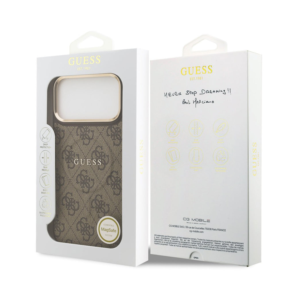 Capa MagSafe para Apple iPhone 17 Pro Max, Guess, 4G Classic, Castanho
