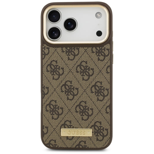 Capa MagSafe para Apple iPhone 17 Pro Max, Guess, 4G Logo Plate, Marrom