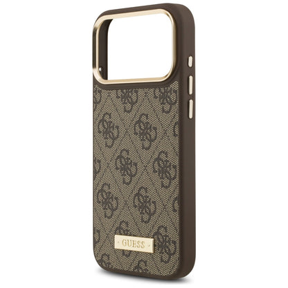 MagSafe Case for Apple iPhone 17 Pro Max, Guess, 4G Logo Plate, Brown