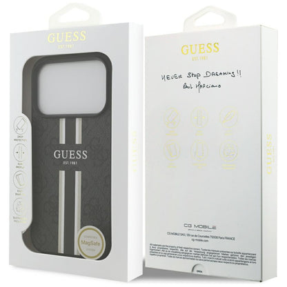 Capa MagSafe para Apple iPhone 17 Pro Max, Guess, 4G Printed Stripes, Preta