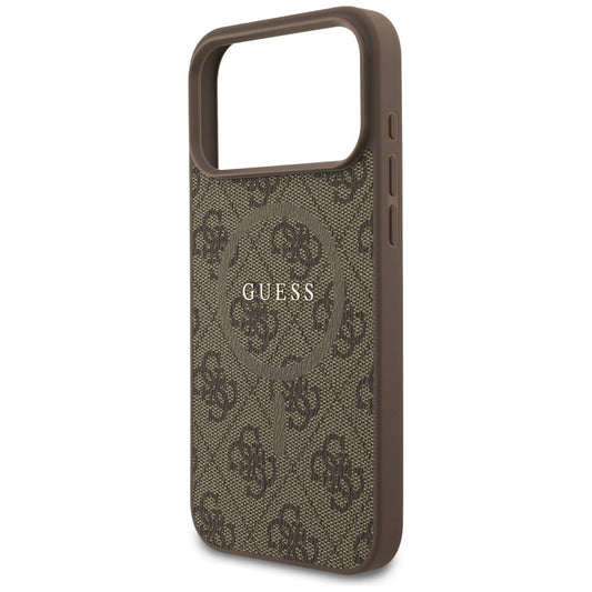Capa MagSafe para Apple iPhone 17 Pro Max, Guess, 4G Ring Classic Logo, Castanho