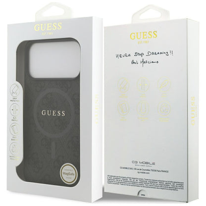 Capa MagSafe para Apple iPhone 17 Pro Max, Guess, 4G Ring Classic Logo, Preta