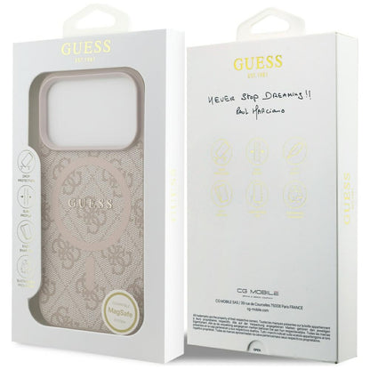 Capa MagSafe para Apple iPhone 17 Pro Max, Guess, 4G Ring Classic Logo, Rosa