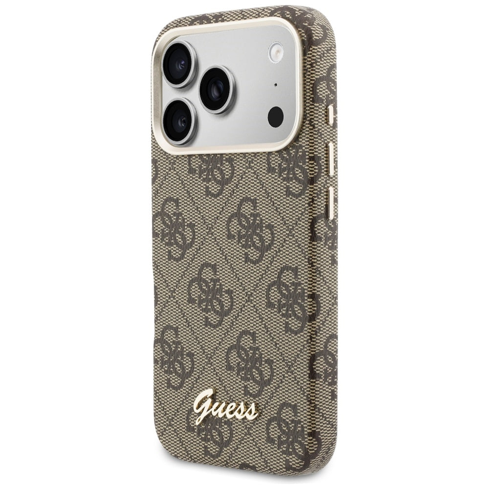 Capa MagSafe para Apple iPhone 17 Pro Max, Guess, 4G Script Logo, Castanho