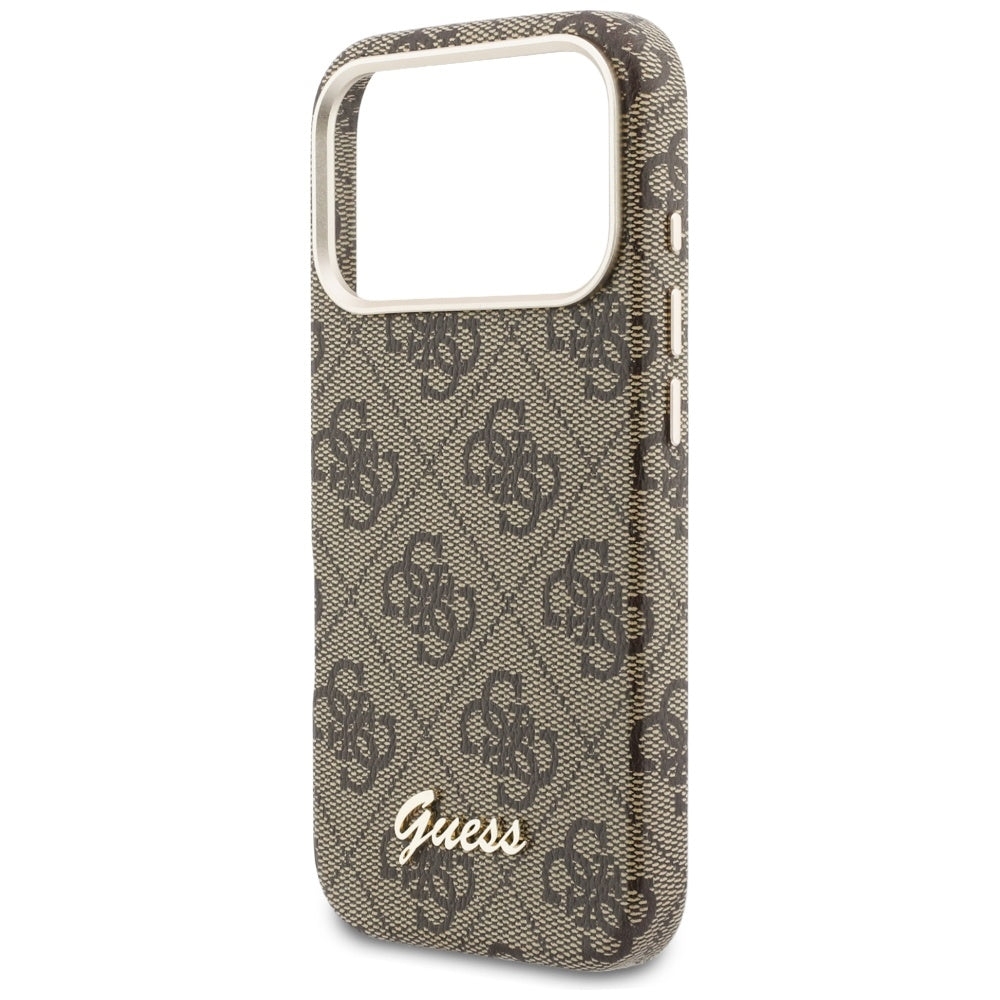 Capa MagSafe para Apple iPhone 17 Pro Max, Guess, 4G Script Logo, Castanho