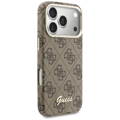 Capa MagSafe para Apple iPhone 17 Pro Max, Guess, 4G Script Logo, Castanho