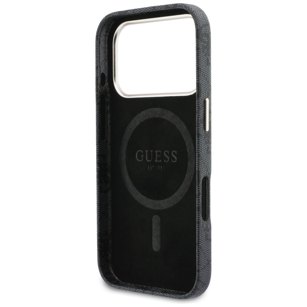 Capa MagSafe para Apple iPhone 17 Pro Max, Guess, 4G Script Logo, Preta