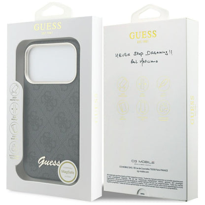 Capa MagSafe para Apple iPhone 17 Pro Max, Guess, 4G Script Logo, Preta
