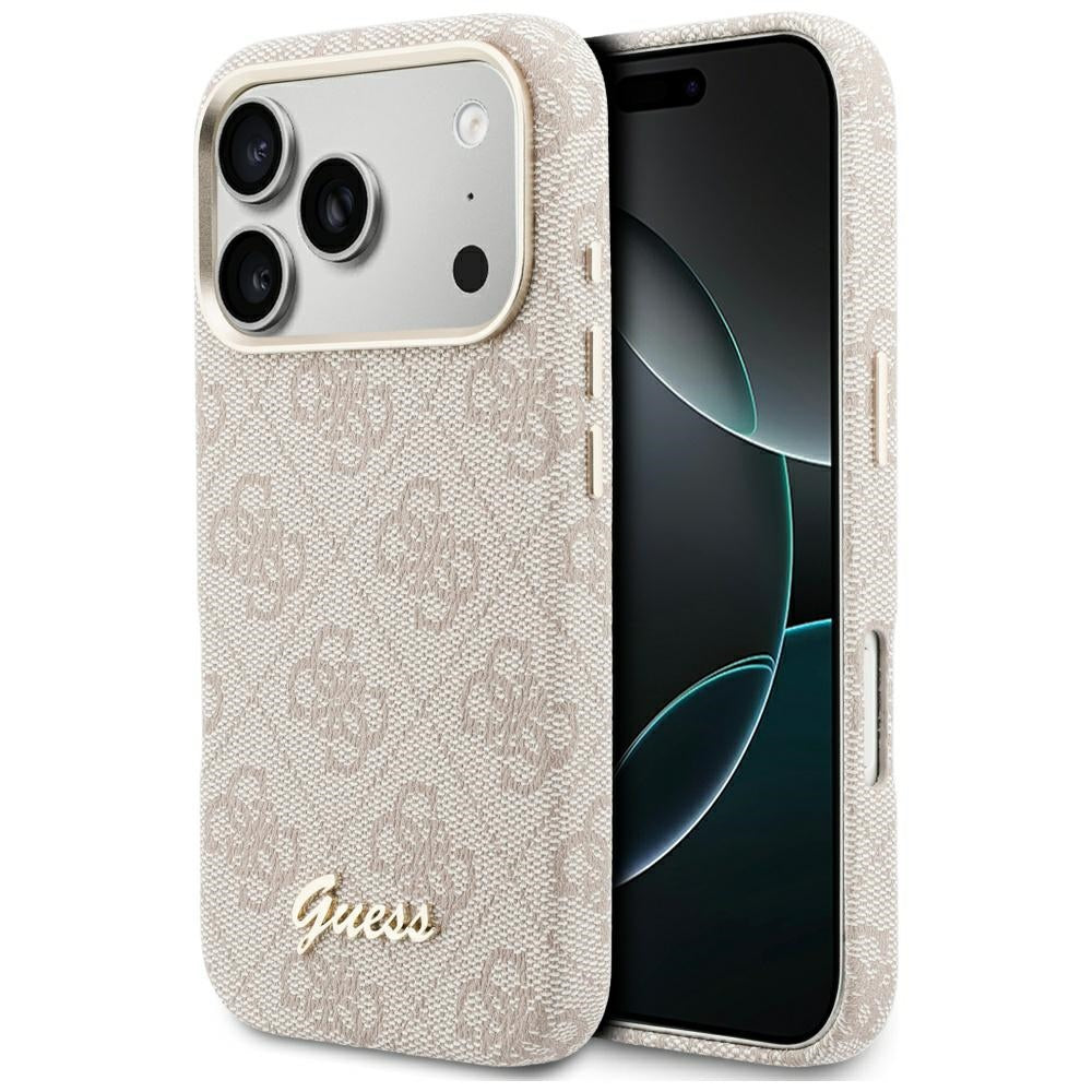 Capa MagSafe para Apple iPhone 17 Pro Max, Guess, 4G Script Logo, Rosa