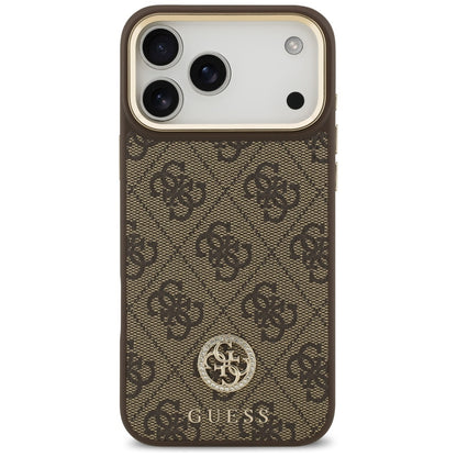 Capa MagSafe para Apple iPhone 17 Pro Max, Guess, Logo Strass 4G, Marrom