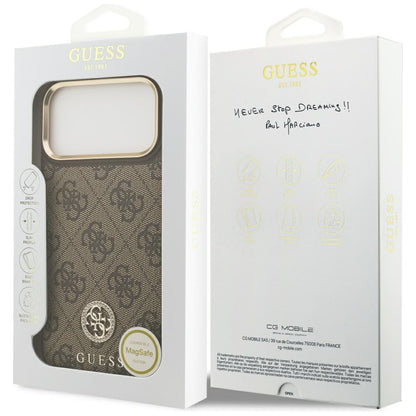 Capa MagSafe para Apple iPhone 17 Pro Max, Guess, Logo Strass 4G, Marrom