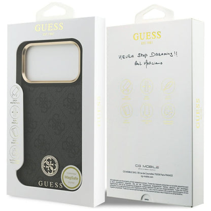 Capa MagSafe para Apple iPhone 17 Pro Max, Guess, Logo Strass 4G, Preta