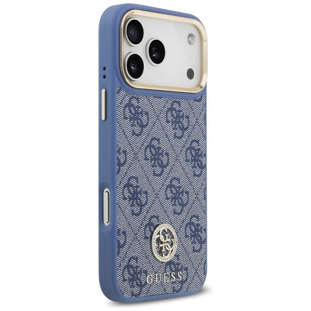 Capa MagSafe para Apple iPhone 17 Pro Max, Guess, 4G Strass Logo com Alça Grande, Azul