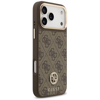 Capa MagSafe para Apple iPhone 17 Pro Max, Guess, 4G Strass Logo com Alça Grande, Marrom
