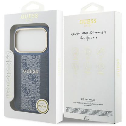 Capa MagSafe para Apple iPhone 17 Pro Max, Guess, 4G Stripe, Azul