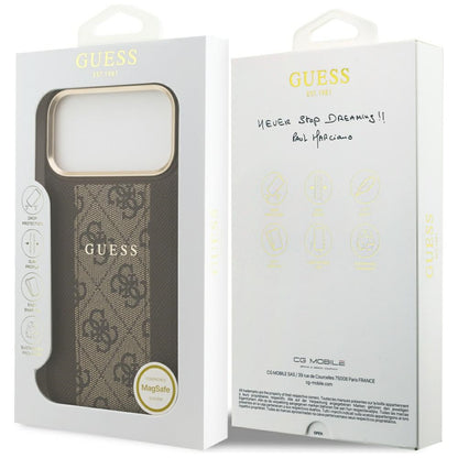 Capa MagSafe para Apple iPhone 17 Pro Max, Guess, 4G Stripe, Castanho