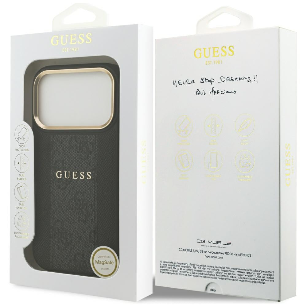 Capa MagSafe para Apple iPhone 17 Pro Max, Guess, 4G Stripe, Preta