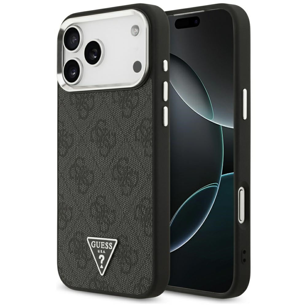 Capa MagSafe para Apple iPhone 17 Pro Max, Guess, Logo Triângulo 4G, Preta Prateada