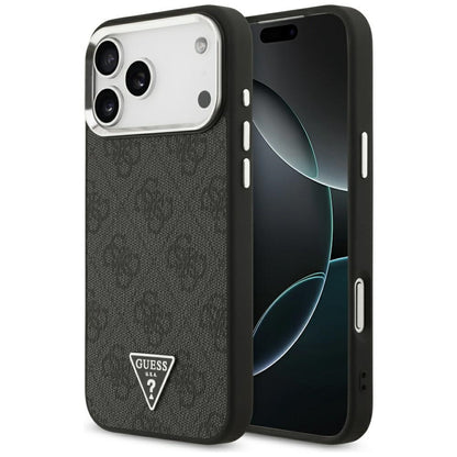 Capa MagSafe para Apple iPhone 17 Pro Max, Guess, Logo Triângulo 4G, Preta Prateada
