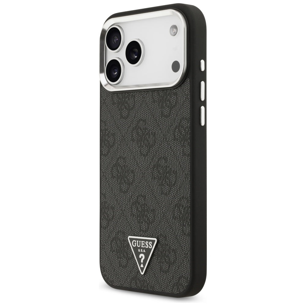 Capa MagSafe para Apple iPhone 17 Pro Max, Guess, Logo Triângulo 4G, Preta Prateada