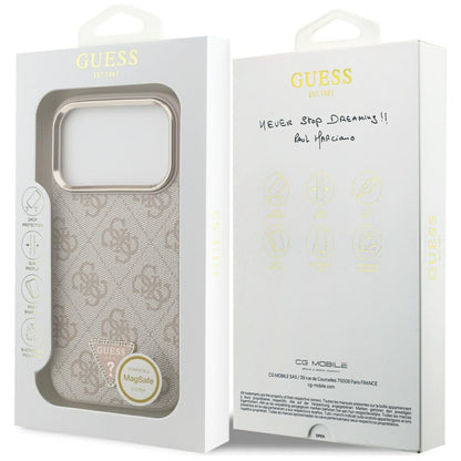Capa MagSafe para Apple iPhone 17 Pro Max, Guess, Logo Triângulo 4G, Rosa Dourado