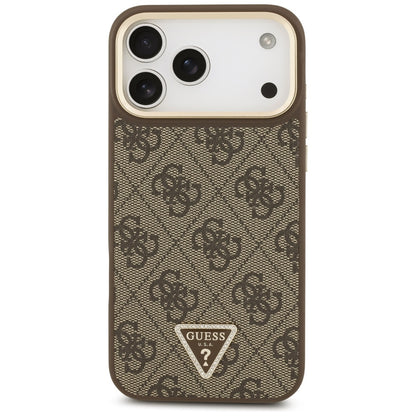 Capa MagSafe para Apple iPhone 17 Pro Max, Guess, Logo Triângulo 4G com Alça Grande, Marrom