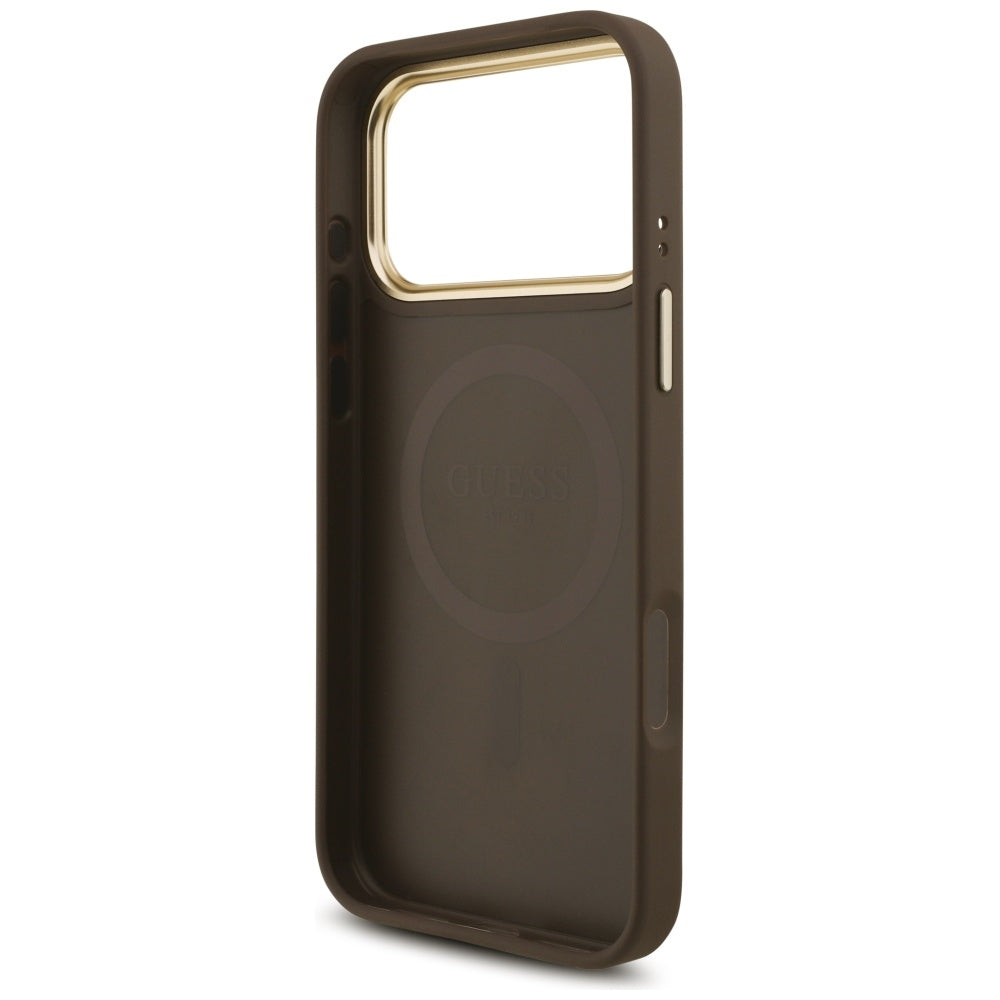 Capa MagSafe para Apple iPhone 17 Pro Max, Guess, Logo Triângulo 4G com Alça Grande, Marrom