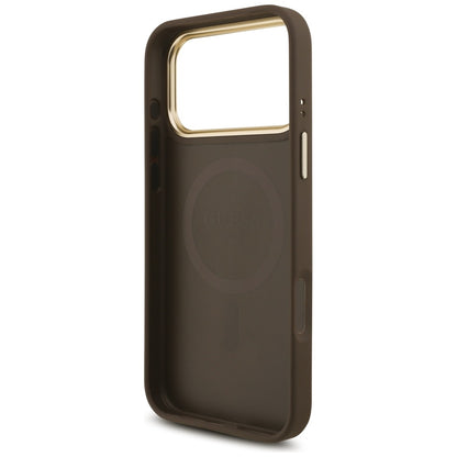 Capa MagSafe para Apple iPhone 17 Pro Max, Guess, Logo Triângulo 4G com Alça Grande, Marrom