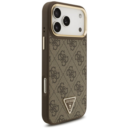 Capa MagSafe para Apple iPhone 17 Pro Max, Guess, Logo Triângulo 4G com Alça Grande, Marrom