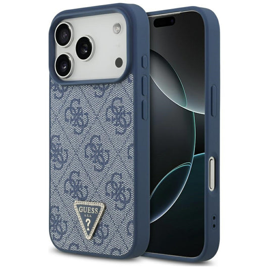 MagSafe Case for Apple iPhone 17 Pro Max, Guess, 4G Triangle Strass, Blue