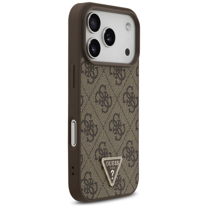 Capa MagSafe para Apple iPhone 17 Pro Max, Guess, 4G Triangle Strass, Castanho
