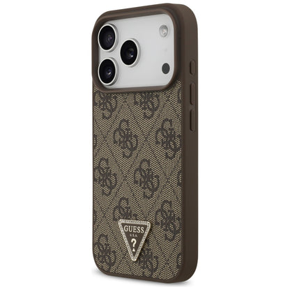 Capa MagSafe para Apple iPhone 17 Pro Max, Guess, 4G Triangle Strass, Castanho