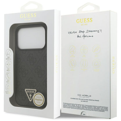 Capa MagSafe para Apple iPhone 17 Pro Max, Guess, 4G Triangle Strass, Preta