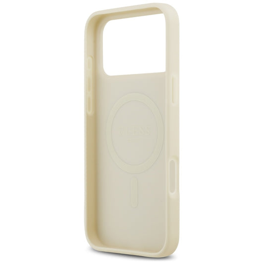 Capa MagSafe para Apple iPhone 17 Pro Max, Guess, Croco Triangle Logo, Dourada