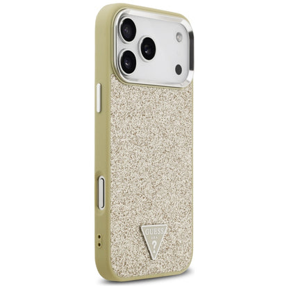 Capa MagSafe para Apple iPhone 17 Pro Max, Guess, Glitter Triangle Logo, Dourada