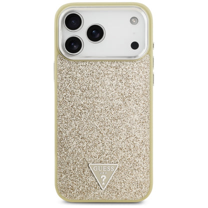 Capa MagSafe para Apple iPhone 17 Pro Max, Guess, Glitter Triangle Logo, Dourada