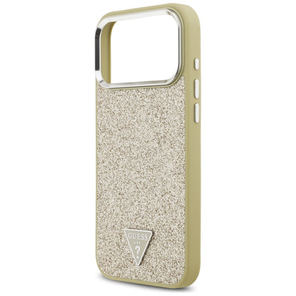 Capa MagSafe para Apple iPhone 17 Pro Max, Guess, Glitter Triangle Logo, Dourada