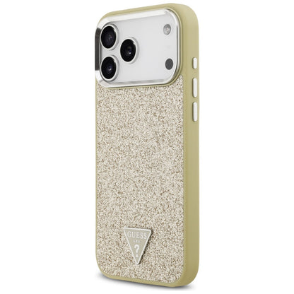 Capa MagSafe para Apple iPhone 17 Pro Max, Guess, Glitter Triangle Logo, Dourada