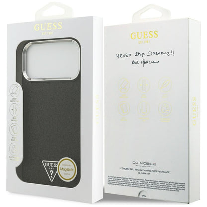 MagSafe Case for Apple iPhone 17 Pro Max, Guess, Glitter Triangle Logo, Black