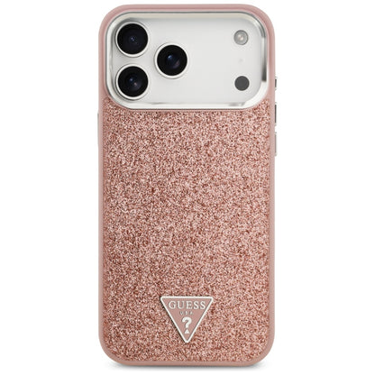 Capa MagSafe para Apple iPhone 17 Pro Max, Guess, Glitter Triangle Logo, Rosa