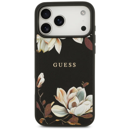 Capa MagSafe para Apple iPhone 17 Pro Max, Guess, Grained Flowers, Preta