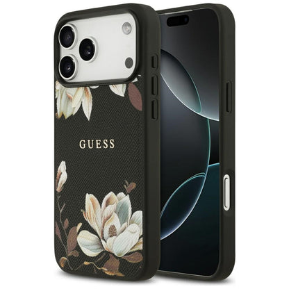 Capa MagSafe para Apple iPhone 17 Pro Max, Guess, Grained Flowers, Preta
