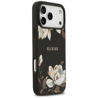Capa MagSafe para Apple iPhone 17 Pro Max, Guess, Grained Flowers, Preta