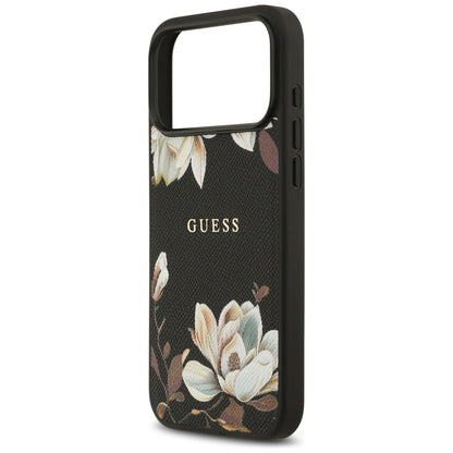 Capa MagSafe para Apple iPhone 17 Pro Max, Guess, Grained Flowers, Preta