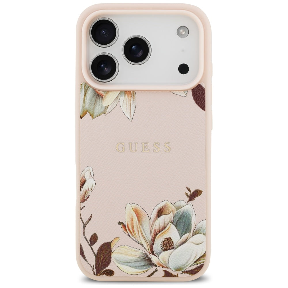 Capa MagSafe para Apple iPhone 17 Pro Max, Guess, Grained Flowers, Rosa