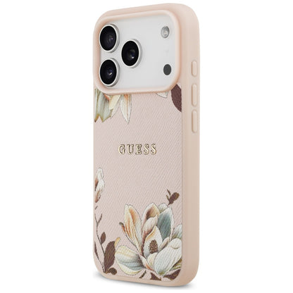 Capa MagSafe para Apple iPhone 17 Pro Max, Guess, Grained Flowers, Rosa