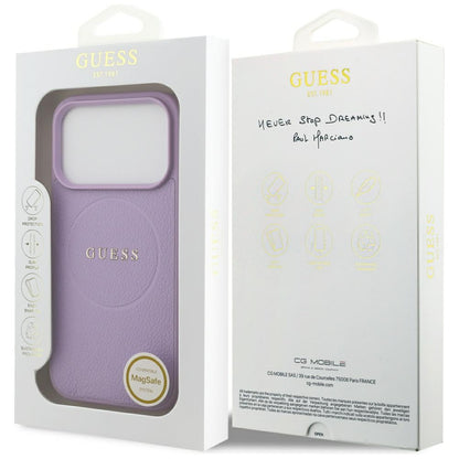 Capa MagSafe para Apple iPhone 17 Pro Max, Guess, Grained Gold Ring, Roxo