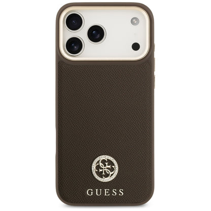 Capa MagSafe para Apple iPhone 17 Pro Max, Guess, Grained Strass Logo, Marrom